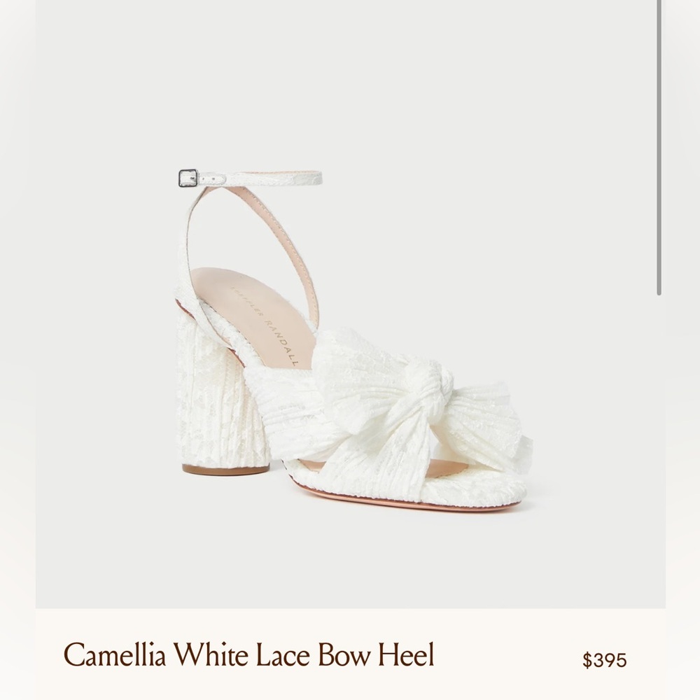 LOEFFLER RANDALL Camellia White Lace Bow Heel Sz 8 NEW IN BOX NEVER WORN